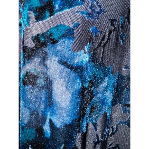 Tommy Hilfiger Floral Wrap Dress‎ Size 8 Navy Blue Grey Sexy Stretch Velvet Cute - Picture 5 of 8